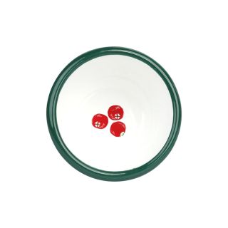 Red Enamel Christmas Snack Bowl Cranberries
