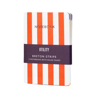 Set of 3 Breton Stripe Ruled A6 Notebooks