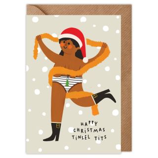 Merry Christmas Tinsel Tits Christmas Card
