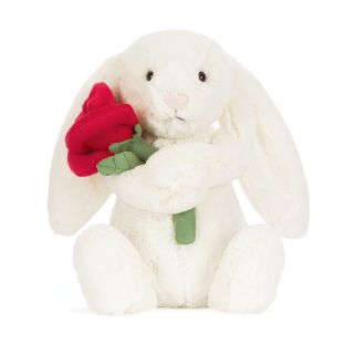 Jellycat Bashful Cream Bunny with Rose