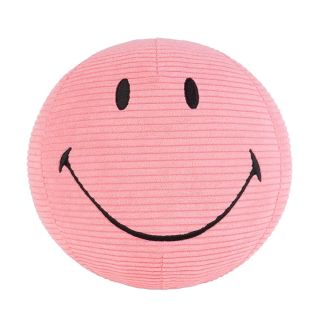 Pink Corduroy Smiley Cushion