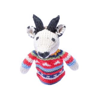 Knitted Goat Finger Puppet