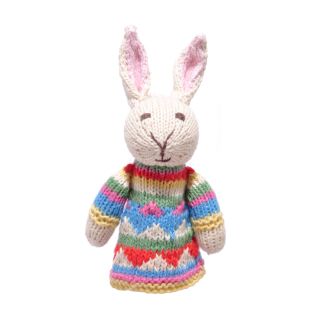 ChunkiChilli Rabbit Dress Knitted Finger Puppet
