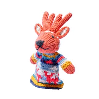 ChunkiChilli Reindeer Knitted Finger Puppet