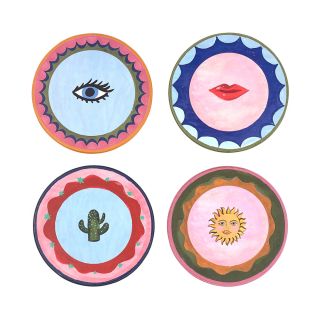 Set Of 4 Icon Coasters - White Background 