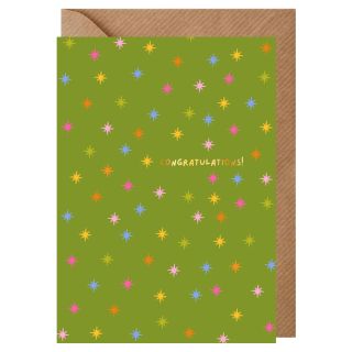 Green Stars Congratulations Card