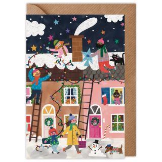 Decorated Houses Christmas Card