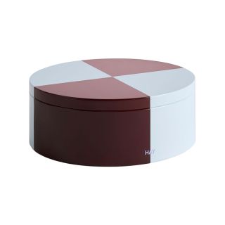 Hay Tin Container - Round,  Burgundy & Ice Blue