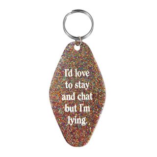 Love To Stay and Chat Retro Keyring