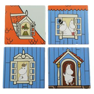 Moomin House Ceramic Coasters Set of 4