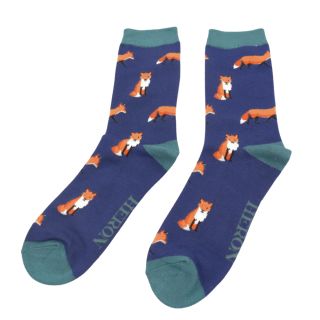 Mr Heron Foxes Navy Blue Socks