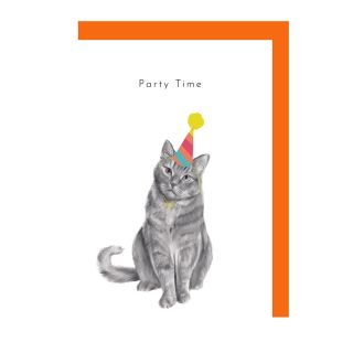 Cat Party Time Card