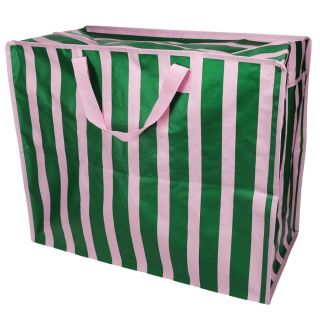 Rex London Striped Jumbo Storage Bag - Green & Pink