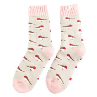 Miss Sparrow Thick Winter Socks Little Robins Silver