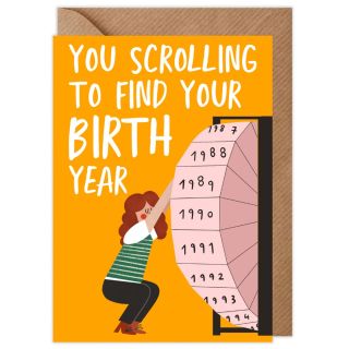 Scrolling Birth Year Birthday Card