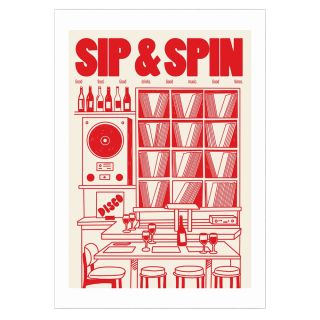 East End Prints Sip & Spin A3 Print