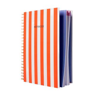 Red Breton Stripes A4 Spiral Notebook