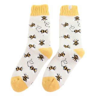 Miss Sparrow Thick Winter Socks Bees Cream & Yellow