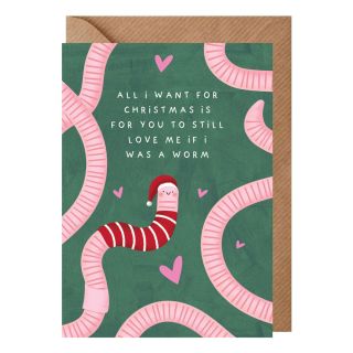 Love Me Worm Christmas Card