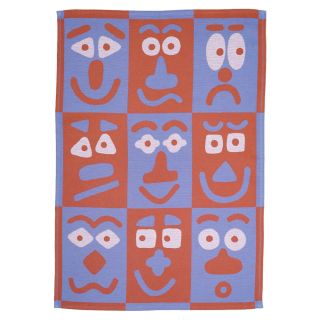 Wrap Tea Towel - Making Faces - Blue / Brown
