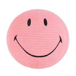 Pink Corduroy Smiley Cushion