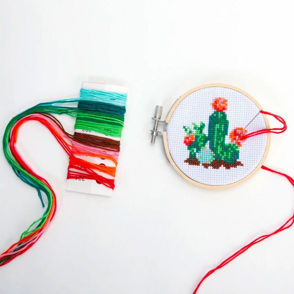 Kikkerland, Mini Cross Stitch Kit - Cactus | Utility Gift UK