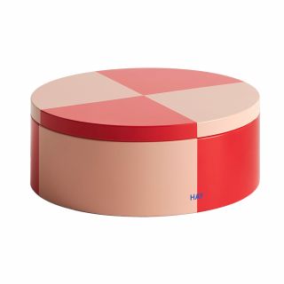 Hay Tin Container Round Red Soft Pink