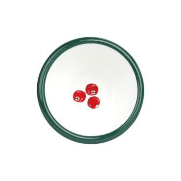 Red Enamel Christmas Snack Bowl Cranberries