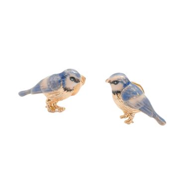 Fable England Enamel Blue Tit Stud Earrings