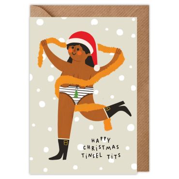 Merry Christmas Tinsel Tits Christmas Card