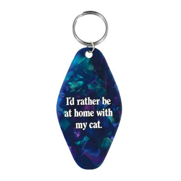 At Home With My Cat Retro Keyring