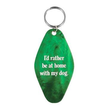 At Home With My Dog Retro Keyring