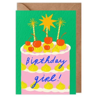 Birthday Girl Pink Cake Birthday Card