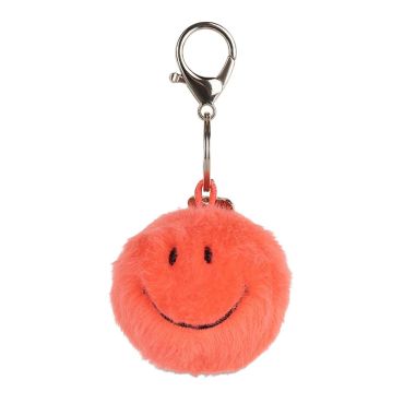 Bon Ton Toys Smiley Fuzzy Keychain - Coral