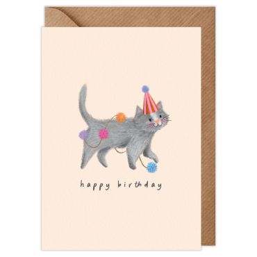 Cat Party Hat Birthday Card