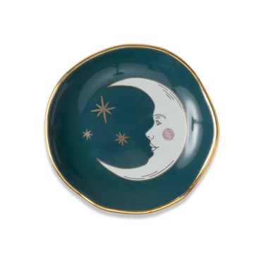 Teal Moon Round Trinket Dish
