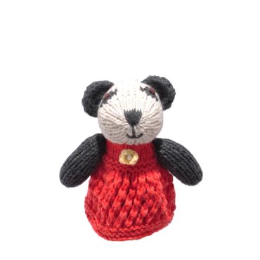 ChunkiChilli Panda Red Dress Knitted Finger Puppet