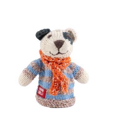 ChunkiChilli Spot Dog Knitted Finger Puppet Orange Scarf