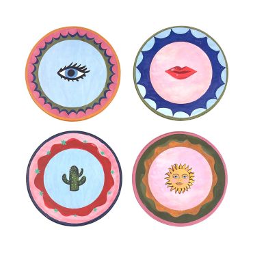 Set Of 4 Icon Coasters - White Background 