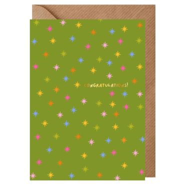 Green Stars Congratulations Card