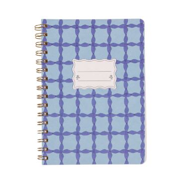 Designworks Ink Tulip A5 Twin Wire Notebook - Blue Lattice