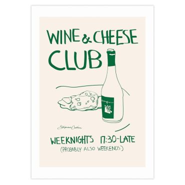 East End Prints Wine & Cheese Club A3 Print