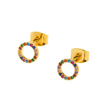 Estella Bartlett Rainbow Cz Circle Earrings Gold