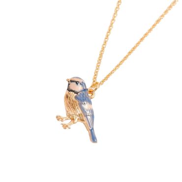 Fable England Enamel Blue Tit Short Necklace