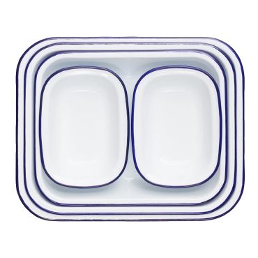 Falcon Enamelware 5 Piece Bake Set - White with Blue rim