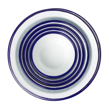 Falcon Enamelware 6 Piece Prep Set - White with Blue rim