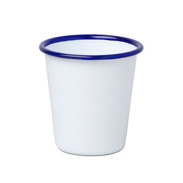 Falcon Enamelware Tumbler 310ml - White with Blue rim