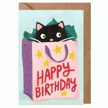 Cat Bag Birthday Card