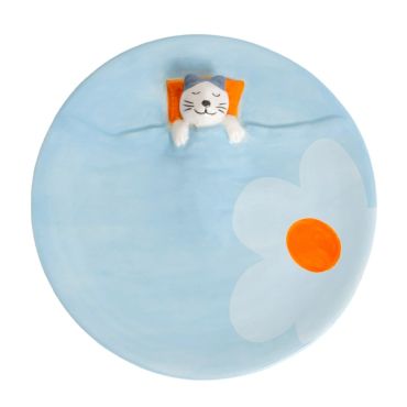 Helio Ferretti Sleeping Cat Trinket Dish - Blue Flower
