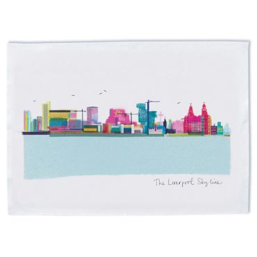 I Drew This Liverpool Skyline Tea Towel